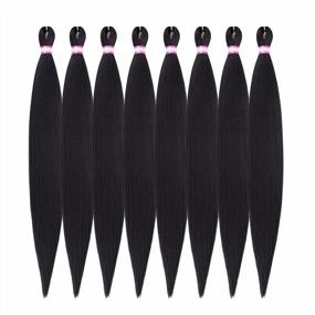 img 4 attached to Pre Stretched Braiding Hair 8 Packs 36 Inch Natural Black Color Long Professional Hair For Braiding Twist Braids Itch Free Hot Water Setting Yaki Straight Synthetic Hair Extensions (#1B)