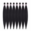 pre stretched braiding hair 8 packs 36 inch natural black color long professional hair for braiding twist braids itch free hot water setting yaki straight synthetic hair extensions (#1b) logo