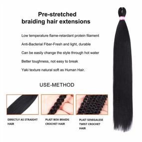 img 1 attached to Pre Stretched Braiding Hair 8 Packs 36 Inch Natural Black Color Long Professional Hair For Braiding Twist Braids Itch Free Hot Water Setting Yaki Straight Synthetic Hair Extensions (#1B)