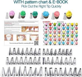 img 2 attached to Kasmoire 70 Pcs Cake&Cupcake Decorating Supplies Tips Kit-48 Numbered Piping Tips & 6 Reusable Pastry Bag With Pattern Chart - Flower Nail, Icing Spatula,Cleaning Brush, 6 Couplers & Icing Bag Ties