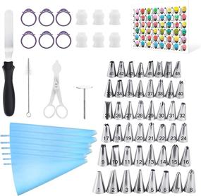 img 4 attached to Kasmoire 70 Pcs Cake&Cupcake Decorating Supplies Tips Kit-48 Numbered Piping Tips & 6 Reusable Pastry Bag With Pattern Chart - Flower Nail, Icing Spatula,Cleaning Brush, 6 Couplers & Icing Bag Ties