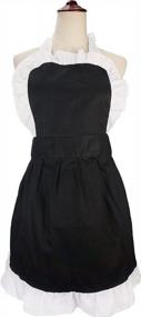 img 3 attached to Retro Black Apron For Women With Ruffle Outline - Ideal For Kitchen, Baking, Cooking, Cleaning And Maid Costume