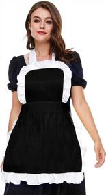 img 4 attached to Retro Black Apron For Women With Ruffle Outline - Ideal For Kitchen, Baking, Cooking, Cleaning And Maid Costume