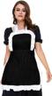 retro black apron for women with ruffle outline - ideal for kitchen, baking, cooking, cleaning and maid costume logo