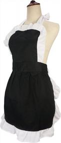 img 2 attached to Retro Black Apron For Women With Ruffle Outline - Ideal For Kitchen, Baking, Cooking, Cleaning And Maid Costume
