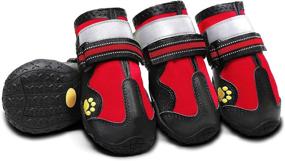 img 4 attached to 🐾 Protective Anti-Slip Dog Boots: AOKOWN Paw Protectors with Reflective Straps 4PCS