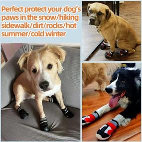 img 3 attached to 🐾 Protective Anti-Slip Dog Boots: AOKOWN Paw Protectors with Reflective Straps 4PCS