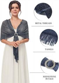 img 2 attached to Gorais Shawls And Wraps For Evening Dresses Shrugs Wedding Scarf Fringe With Rhinestone Buckle For Women