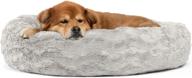 🐾 top-rated sheri the original calming donut cat and dog bed: lux fur, easy to clean, elevated bolster, sizes s-xl логотип