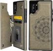 premium pu leather wallet case for galaxy note 10+ (6.8") with card holder, embossed mandala pattern, double magnetic buttons flip cover, gray logo
