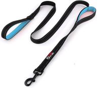 🐾 primal pet gear 6ft dog leash with traffic padded two handles - heavy duty control and safety training lead for large or medium dogs (black-blue) логотип