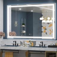 60 x 40 inch led bathroom mirror with lights - adjustable 3000k/4500k/6000k, anti-fog dimmable frameless frontlit makeup mirror (horizontal/vertical) logo