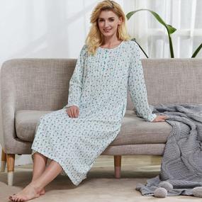img 1 attached to Soft And Lightweight Cotton Nightgowns For Ladies With Long Sleeves, Pockets Included - Keyocean Women'S Nightdress