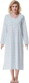 img 4 attached to Soft And Lightweight Cotton Nightgowns For Ladies With Long Sleeves, Pockets Included - Keyocean Women'S Nightdress
