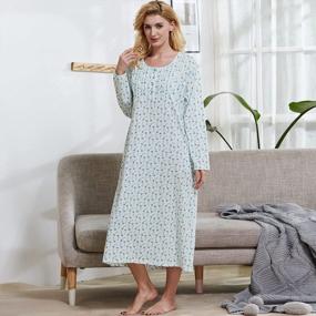 img 2 attached to Soft And Lightweight Cotton Nightgowns For Ladies With Long Sleeves, Pockets Included - Keyocean Women'S Nightdress