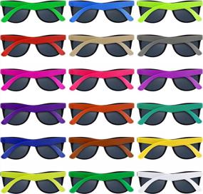img 4 attached to MIAHART 80'S Style Kids Party Sunglasses Bulk Sunglasses Supplies For Outdoor Beach Wedding Party Kids Birthday