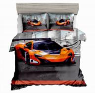 high-quality sxinhome orange speed sport car bedding set for teen boys - queen size logo