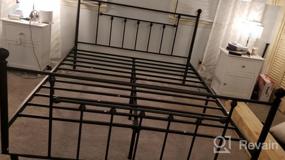 img 5 attached to VECELO Victoria Vintage Style Black Queen Size Metal Bed Frame With Platform, Headboard, Footboard, And Under-Bed Storage – No Box Spring Needed