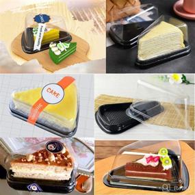 img 2 attached to 🍰 Pack of 100 Cake Slice Boxes - Plastic Cheesecake Pie Box, Suitable for Cakes under 4-1/4" L x 3" W x 2-1/4" H (Black)