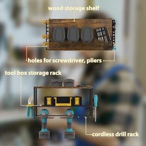 img 2 attached to LIANTRAL Power Tool Organizer, Wall Mounted Tool Rack Organizer Floating Tool Shelf For Handheld Electric Cordless Drill Heavy Duty Tool Holder With Wood Storage Board