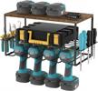 liantral power tool organizer, wall mounted tool rack organizer floating tool shelf for handheld electric cordless drill heavy duty tool holder with wood storage board logo