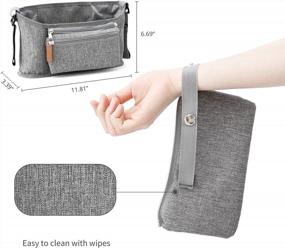 img 3 attached to Baby Stroller Diaper Caddy Organizer For Baby Storage On The Go With Muti Pockets, Non-Slip Stroller Hooks And Adjustable Strap, Gray