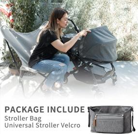 img 1 attached to Baby Stroller Diaper Caddy Organizer For Baby Storage On The Go With Muti Pockets, Non-Slip Stroller Hooks And Adjustable Strap, Gray