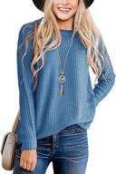 merokeety вафельный вязаный свитер с круглым вырезом - женский однотонный пуловер с длинным рукавом джемпер для первоклассной моды логотип