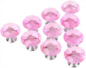 img 3 attached to 30Mm Crystal Glass Drawer Cabinet Knobs, Shaped Closet Door Knob For Kitchen Wardrobe Cupboard (10 Pack Pink)