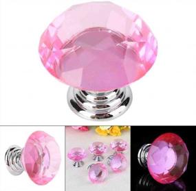 img 1 attached to 30Mm Crystal Glass Drawer Cabinet Knobs, Shaped Closet Door Knob For Kitchen Wardrobe Cupboard (10 Pack Pink)