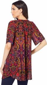 img 2 attached to Stylish Plus-Size Button Front Tunic Shirt For Women - Roamans Angelina Collection