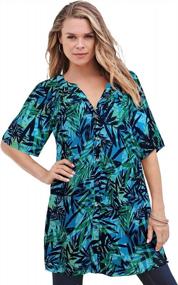 img 4 attached to Stylish Plus-Size Button Front Tunic Shirt For Women - Roamans Angelina Collection