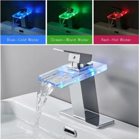 img 3 attached to 💧 ROVATE LED Chrome Bathroom Sink Faucet with Waterfall Glass Spout - Single Hole or 3 Hole, 4 Inch Centerset
