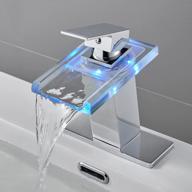 💧 rovate led chrome bathroom sink faucet with waterfall glass spout - single hole or 3 hole, 4 inch centerset логотип