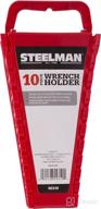 🔧 red steelman universal 10-tool wrench holder/organizer for mechanics with conforming slots, convenient handle for easy carrying or hanging garage storage логотип