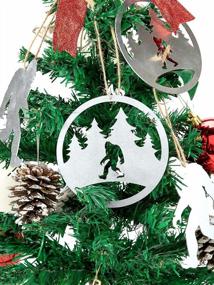 img 2 attached to Set Of 4 Bigfoot Christmas Ornaments - Metal Sasquatch Signs For Hanging On Tree With Burlap Ribbon