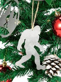 img 4 attached to Set Of 4 Bigfoot Christmas Ornaments - Metal Sasquatch Signs For Hanging On Tree With Burlap Ribbon