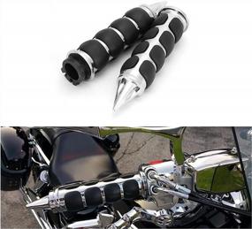 img 4 attached to Upgrade Your Bike With OXMART 26MM Motorcycle Grips - Black And Chrome, 1" Universal Fit For Cruisers, Choppers, And Kawasaki/Suzuki Models (1 Pair)