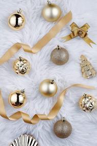 img 2 attached to Добавьте элегантности своей рождественской елке с помощью небьющихся украшений Valery Madelyn из сверкающего золота 24 карата 60 мм
