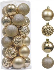 img 4 attached to Добавьте элегантности своей рождественской елке с помощью небьющихся украшений Valery Madelyn из сверкающего золота 24 карата 60 мм