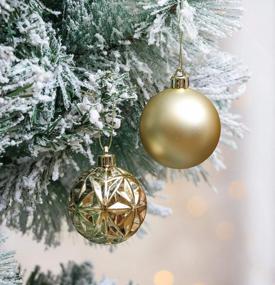 img 3 attached to Добавьте элегантности своей рождественской елке с помощью небьющихся украшений Valery Madelyn из сверкающего золота 24 карата 60 мм
