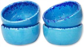 img 3 attached to Roro Ceramic Stoneware Hand-Molded Coral Beach Blue Speckled Spotted Dipping Bowls (Sauce X 4)