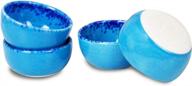 керамическая керамика roro, формованные вручную, коралловые, пляжные, синие, пятнистые, пятнистые миски для окунания (соус x 4) логотип