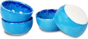 img 4 attached to Roro Ceramic Stoneware Hand-Molded Coral Beach Blue Speckled Spotted Dipping Bowls (Sauce X 4)