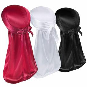 img 4 attached to Stylish And Comfortable 3-Piece Silk Durag Set For Men