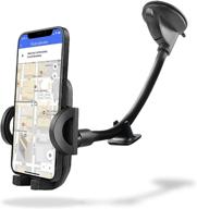 🚗 black car phone mount with long arm and 360 degree rotation - olixar suction cup phone holder for car, universal fit for iphone, samsung, and all devices logo