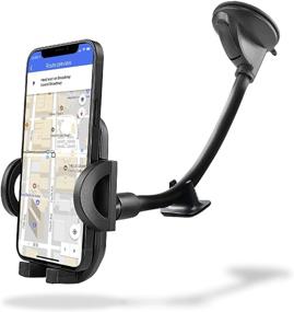 img 4 attached to 🚗 Black Car Phone Mount with Long Arm and 360 Degree Rotation - Olixar Suction Cup Phone Holder for Car, Universal Fit for iPhone, Samsung, and All Devices