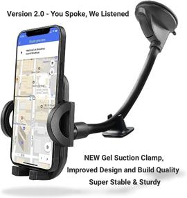 img 3 attached to 🚗 Black Car Phone Mount with Long Arm and 360 Degree Rotation - Olixar Suction Cup Phone Holder for Car, Universal Fit for iPhone, Samsung, and All Devices