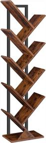 img 4 attached to HOOBRO Tree Bookshelf, 9-Tier Bookcase Wooden Shelves, Floor Standing Storage Rack, For Display Of CDs, Books In Living Room, Home Office, Rustic Brown BF08SJ01
