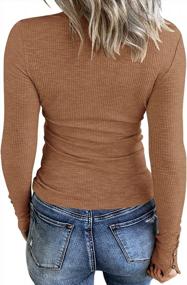 img 2 attached to Women'S Ribbed Knit Henley T-Shirt With Button Down Design, Slim Fit, And Scoop Neckline